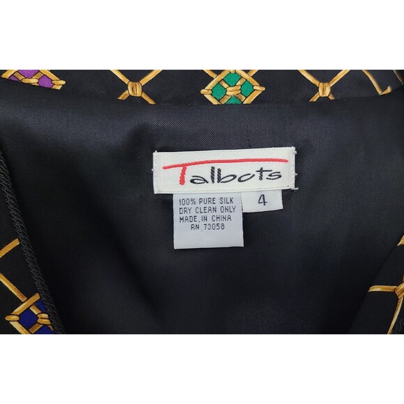 Vintage Talbots Womens Silk Plaid Medallion Suit Vest Navy Blue Green Red Size 4 - Picture 4 of 7